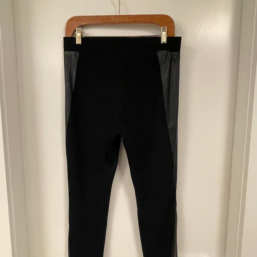 'RICKIS' Black Skinny Pant with Leather Trim /  Size M